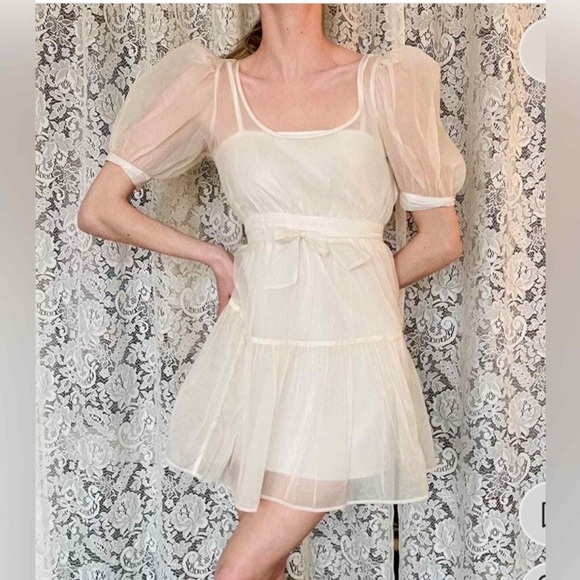 DANIELLE BERNSTEIN Dresses & Skirts - Danielle Bernstein Cream Tulle Mini Dress